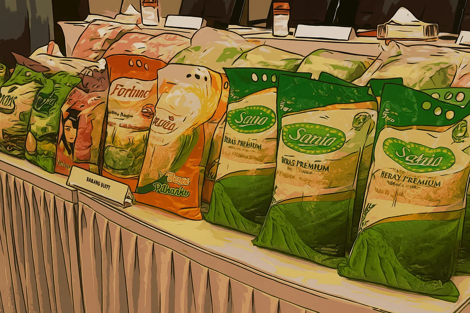 ILustrasi - Polri telah menyita 201 ton beras yang diduga oplosan dari pasar tradisional dan ritel modern dalam kemasan 5 kg dan 2,5 kg.