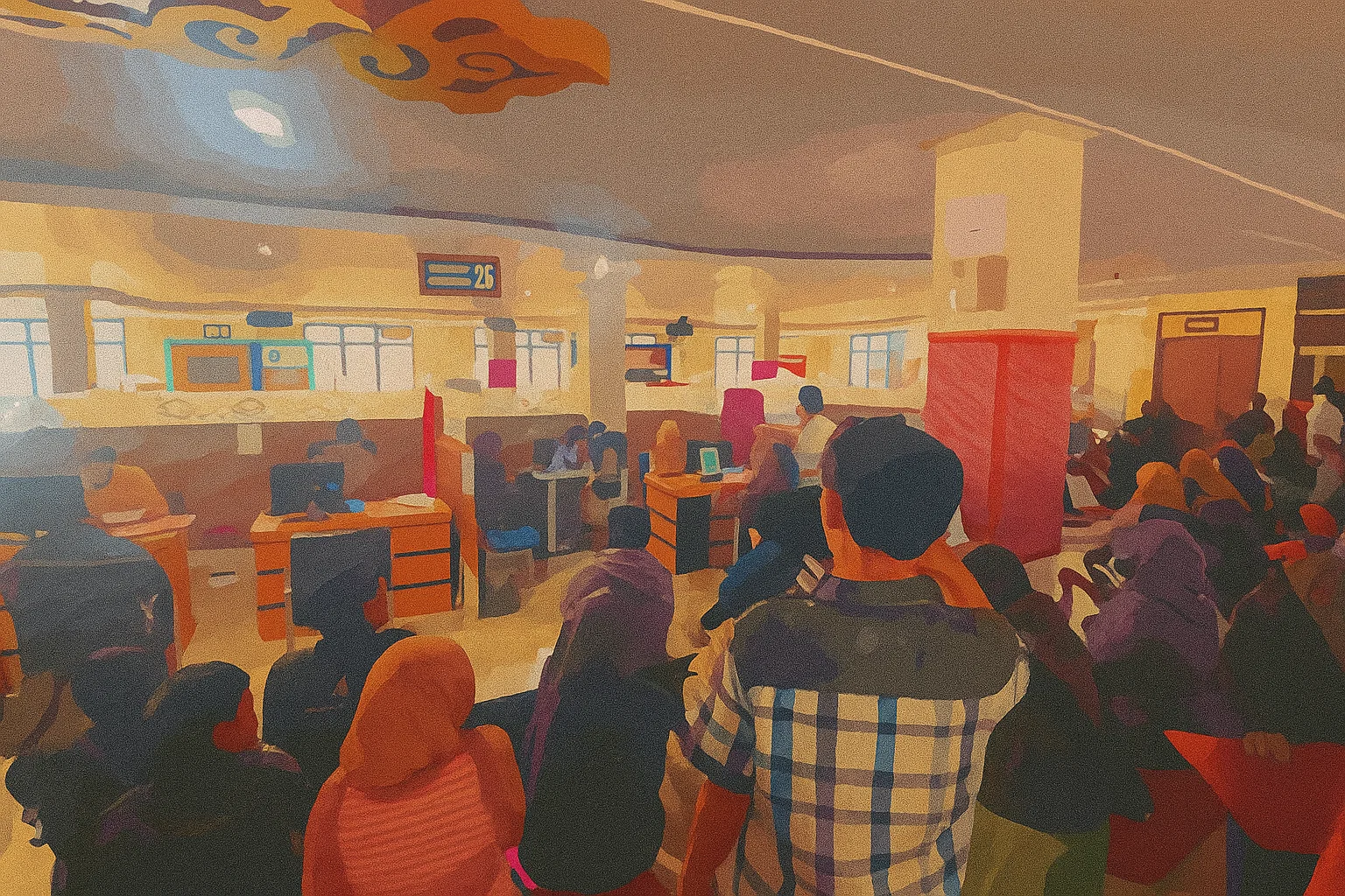 Ilustrasi - Warga mengantre saat mengurus e-KTP di Mal Pelayanan Publik (MPP) Kecamatan Sumber, Kabupaten Cirebon Cirebon, Jawa Barat, Senin (28/7/2025).