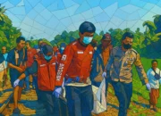 Ilustrasi - Petugas mengevakuasi jenazah Ade Rahmat (62) yang tewas tertabrak kereta api di perlintasan tanpa palang pintu jalur rel Paledang, Jalan Cicantayan, Desa Cimahi, Kecamatan Cicantayan, Kabupaten Sukabumi, Jawa Barat, Sabtu (2/8/2025).