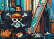 Ilustrasi - Penjahit di Desa Jati Kecamatan Jaten, Karanganyar, Jawa Tengah menunjukkan bendera One Piece yang sedang dibuatnya,