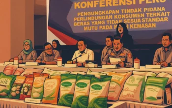 Ilustrasi - Mabes Polri Jumpa Pers Merek Beras Oplosan.