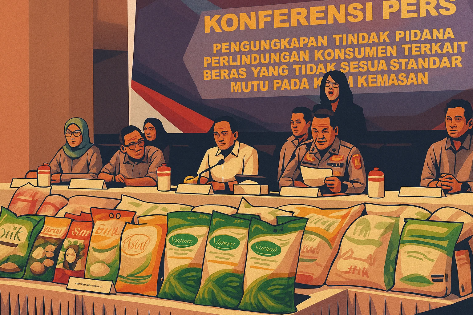 Ilustrasi - Mabes Polri Jumpa Pers Merek Beras Oplosan.