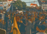 Ilustrasi - Suasana aksi demo Aliansi Masyarakat Pati Bersatu, Rabu 13 Agustus 2025.